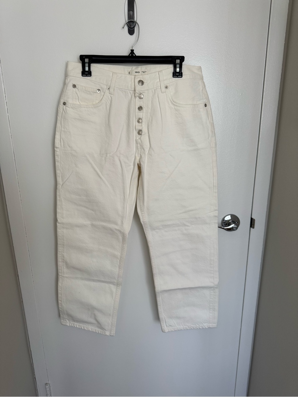 Mango Cream Button-Front Jeans